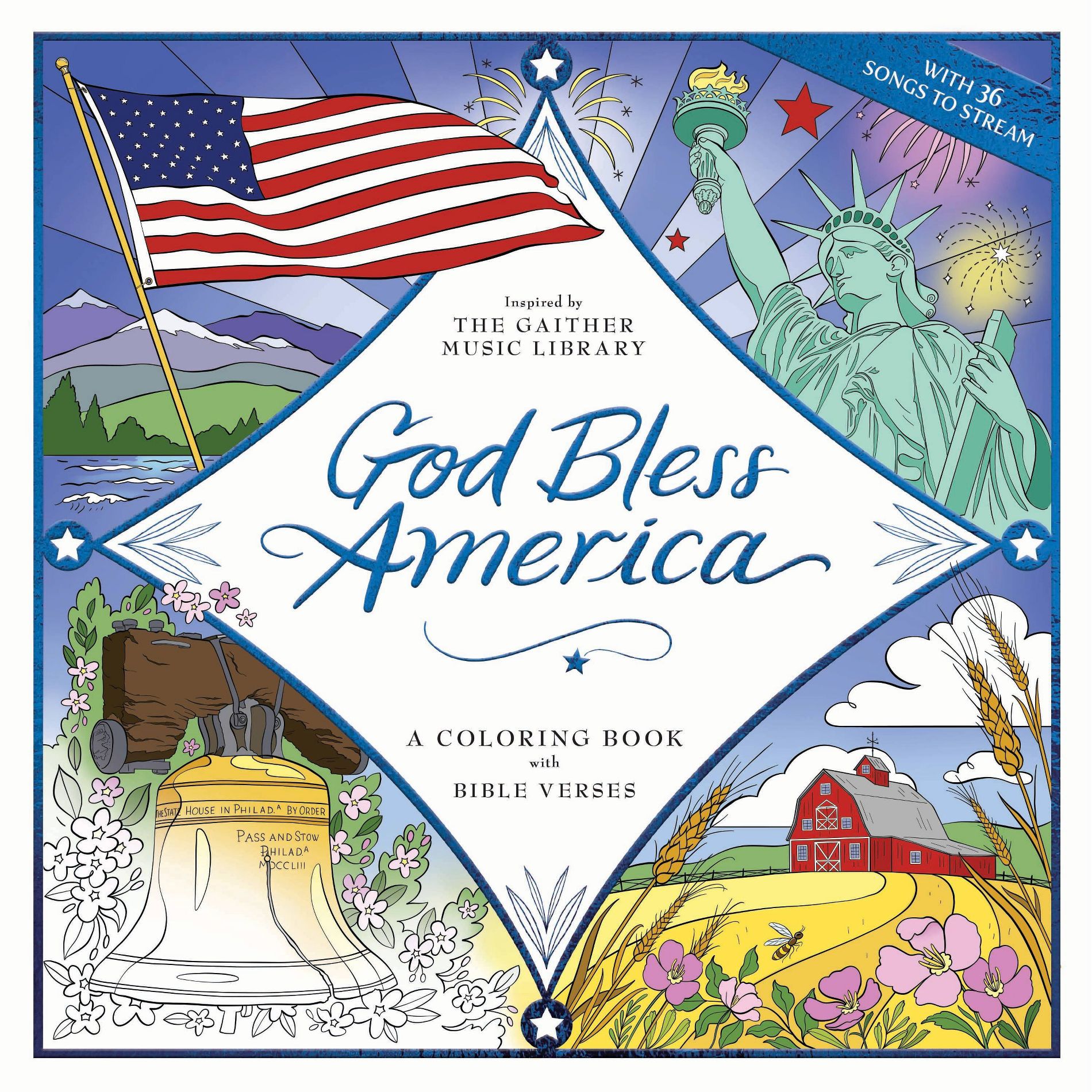 God Bless America: A Coloring Book with Bible Verses - by Gaither Music Group (Paperback)
