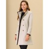Allegra K Women's Stand Collar Slant Pockets Winter Belted Long Overcoat - 3 of 4