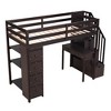 NicBex Twin Size Bunk Bed with Desk Loft Bed Pine Bed Frame with 4 Drawers, 3 Shelves, Storage Stairs and Guardrail, No Box Spring Required - image 3 of 4