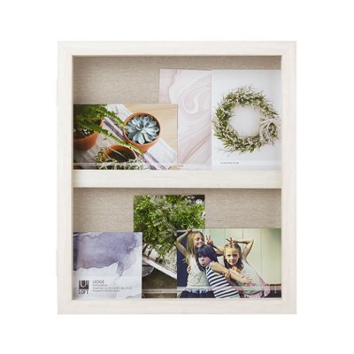13" x 15" Ledge Portrait Photo Display with Real Linen Backer White - Loft By Umbra