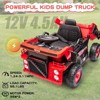 12V Ride On Dump Truck for Kids, Electric Construction Car with Remote, Dump Bed, Shovel, Music Player, Outdoor Toy - 4 of 4