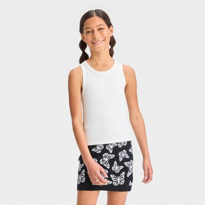 Girls' Rib-Knit Tank Top - art class™ White L