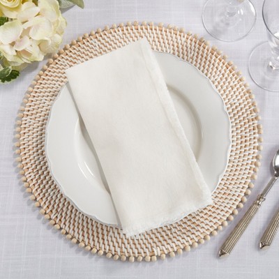 Ivory Fringed Stone Washed Cotton Napkins, Set of 4