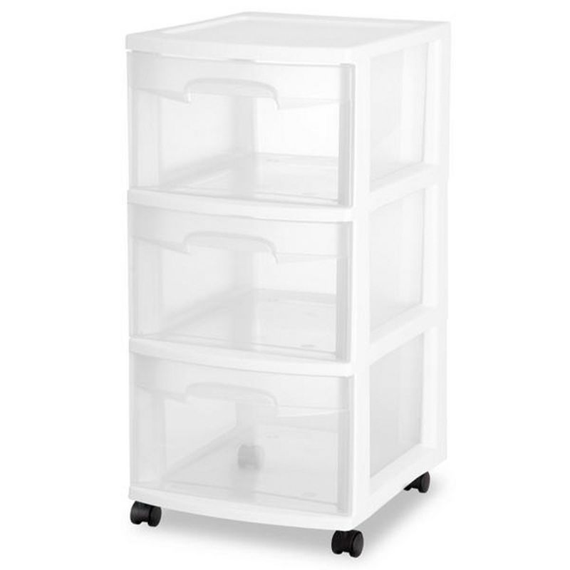 Sterilite Home Medium Size 3 Drawer Cart Plastic Rolling Stackable Storage Container with Casters for Laundry Room, Closet, and Pantry, Clear, 3 of 10