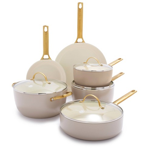 Reserve Ceramic Nonstick 5-Piece Cookware Set | Black with Gold-Tone Handles