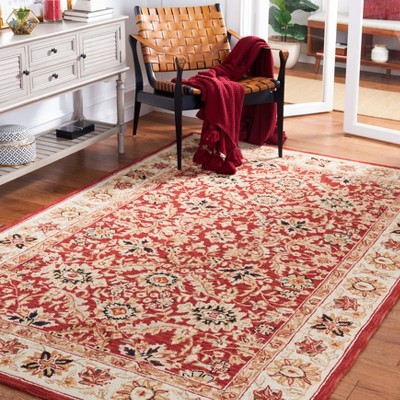 Chelsea Red and Ivory Hand-Hooked Wool Area Rug