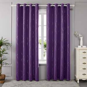 Deconovo Wave Line with Dots Blackout Curtains 52" W (2 Panels) - 1 of 4