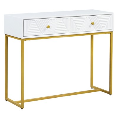 Dexmalle Narrow Console Table with Two Drawers with Stripe Design