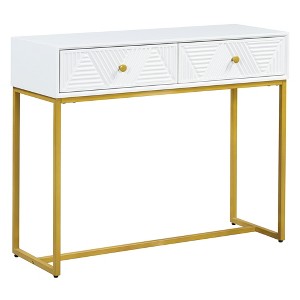 Dexmalle Narrow Console Table with Two Drawers with Stripe Design - 1 of 4