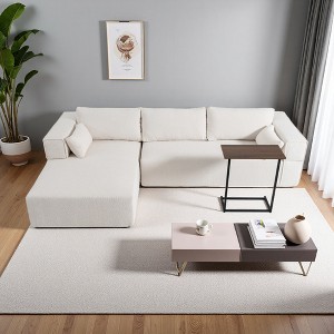 112" L-Shaped Modular Sectional Sofa with Side Table & Chaise - 1 of 4