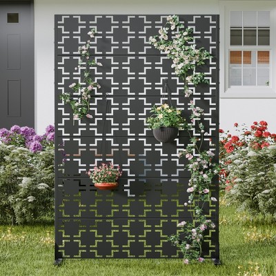 Lirago 72 in. Galvanized Metal Outdoor Privacy Screens Garden Outdoor Fence Black