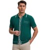 INSPIRE CHIC Men's Button Down Short Sleeve Lightweight Casual Summer Vintage Knit Polo Shirts - 2 of 4