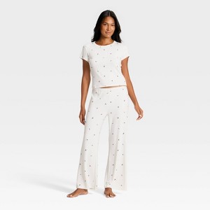 Women's Pointelle Short Sleeve Shirt and Pants Pajama Set - Auden™ - 1 of 3
