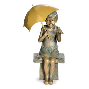 Roman 17.25" Girl on Bench Outdoor Garden Statue Bronze - 1 of 4