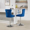 Set of 2 Swivel Velvet Bar Stools with Backs, Adjustable Height, Upholstered Barstools with Chrome Base for Kitchen Island or Bar - Cuddlewood - 3 of 4