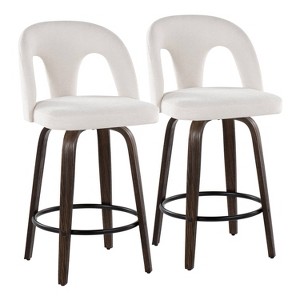 LumiSource Set of 2 Ava Counter Height Barstools Dark Fabric - 1 of 4
