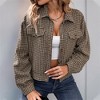 Plaid Shirt Jacket - Women's Short Long Sleeve Button Up Top Coat Jacket - 4 of 4