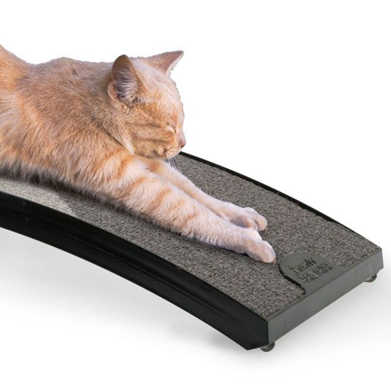 Omega Paw Rascador Curved Floor Scratching Board for Cats and Kittens, Lays Flat or Vertically, Treated with Catnip Oil, 20 Inches Long, Grey, 4 of 6