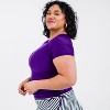 Calypsa Women's Plus Size UPF 50+ Short Sleeve Adele Swim Top - 3 of 4