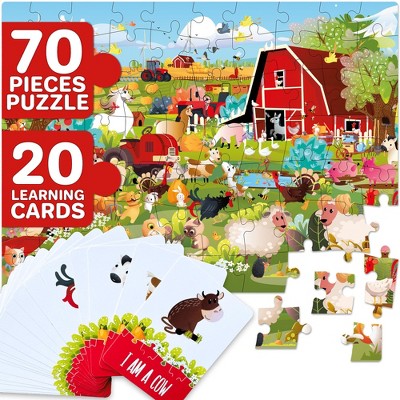 QUOKKA Search and Find Puzzles for Kids Ages 4-6 - Riddle Kids Puzzles 6-8 Years Old - 70 Unique Pcs | 20 Illustrated Cards | Children Themes