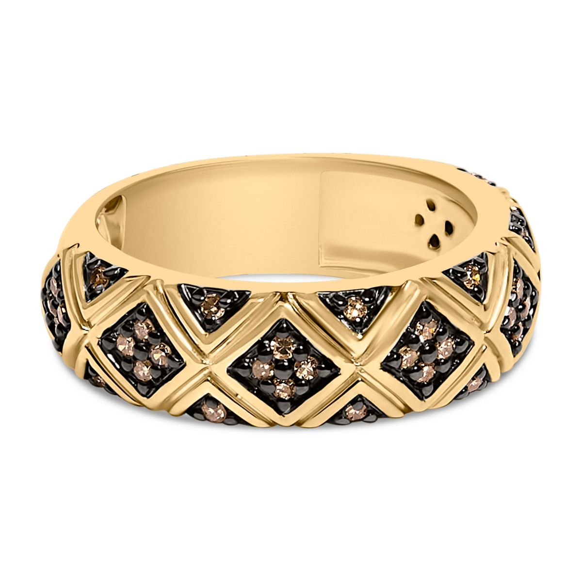 Haus of Brilliance 10K Yellow Gold Plated .925 Sterling Silver 3/8 Cttw Champagne Diamond Geometric Band Ring