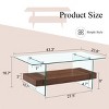 FURNIinspire Coffee Tables 43.3 Inch Sturdy Coffee Table, Accent Table with Glass Tabletop, Living Room Furniture, Walnut Brown, 43.3"*23.6"*16.7" - 3 of 4