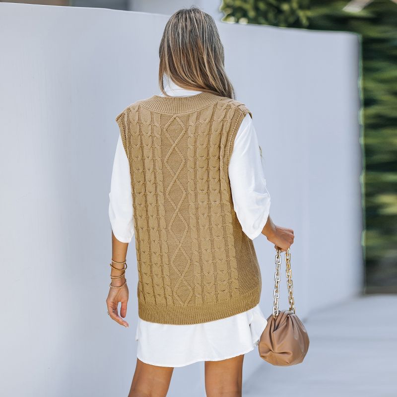 Women's Cable Knit V Neck Sweater Vest - Cupshe, 4 of 6