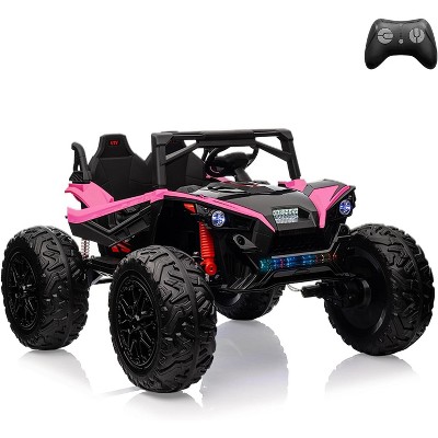 12V Kids Ride On Truck, Remote Control Electric Toy for Toddlers, Spring Suspension, LED Lights, Music