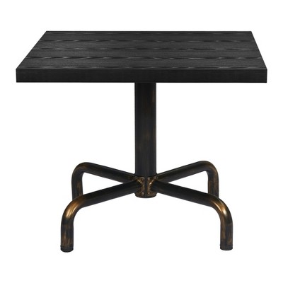 HomeRoots 36" Black and Gold Wood and Steel Pedestal Base Square Dining Table
