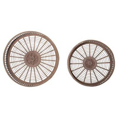 VIP Wood 22 in. Brown Trays Set of 2