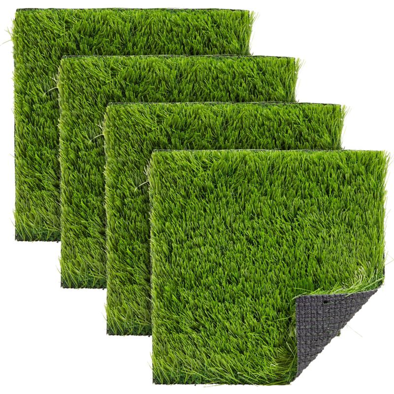 Juvale 4-Pack Artificial Grass Mat Squares, 12x12-Inch Fake Turf Tiles for Balcony, Patio, Indoor & Outdoor Faux Placemats DIY, 1 of 9