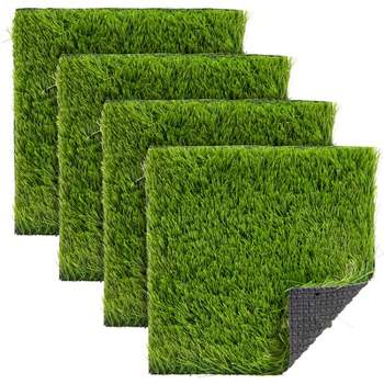 Juvale 4-Pack Artificial Grass Mat Squares, 12x12-Inch Fake Turf Tiles for Balcony, Patio, Outdoor Faux Placemats, DIY Crafts