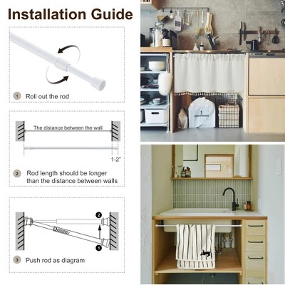 LunaLulinlk 6 Pcs Spring Tension Curtain Rod,Multifunctional Adjustable Rods for Kitchen Bathroom Wardrobe Closet