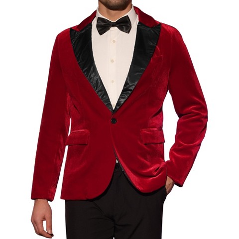 Мужские куртки INSPIRE CHIC Men's One Button Party Prom Tuxedo Velvet Suit Jackets Blazer Red Medium