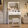 Vanity Desk with LED Mirror, Small Makeup Vanity Set with 2 Drawers, Cushioned Stool & 3 Light Modes, Modern Dressing Table for Bedroom - 2 of 4