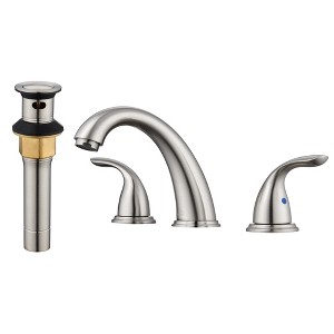 CASAINC 8 in. Widespread Double Handle Bathroom Sink Faucet 3 Hole with Stainless Steel Pop Up Drain in Brushed Gold - 1 of 1