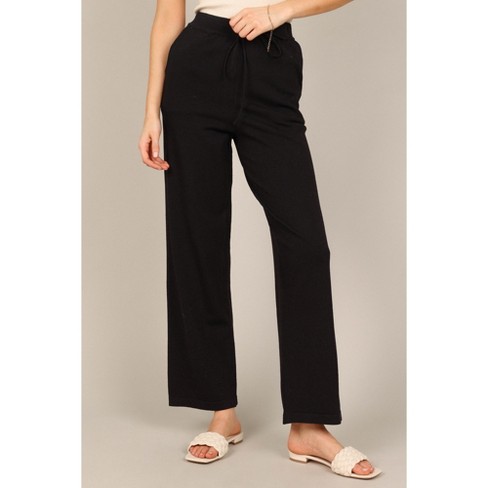 Black Bell Bottom Foldover Waist Sweatpants-black-m : Target