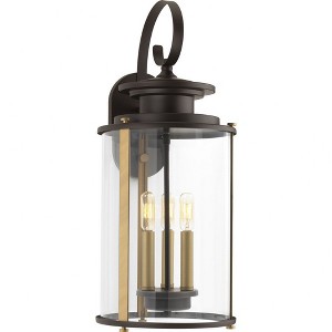Progress Lighting Squire 3-Light Large Wall Lantern, Antique Bronze, Clear Glass Shade - 1 of 4