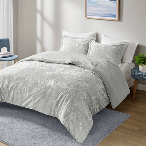 NEW! ~ COZY CHIC ULTRA SOFT PLUSH LUXURY GREY CHIC VELVET PINK COMFORTER SET