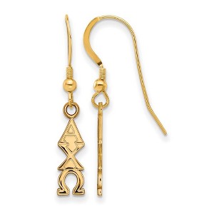 Black Bow Jewelry 14k Yellow Gold Plated Sterling Silver Alpha Chi Omega Greek Life Dangle Earrings - 1 of 3