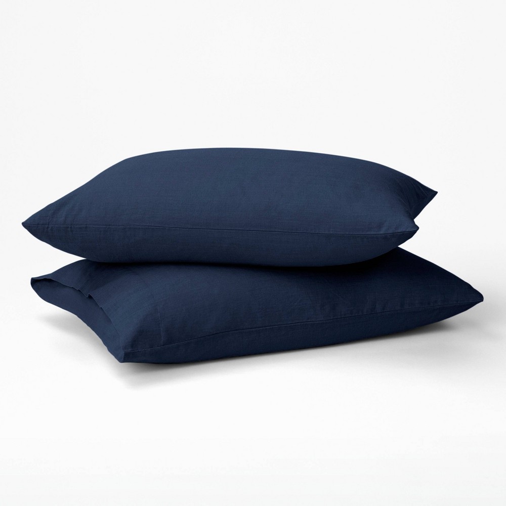 Photos - Bed Linen Tuft & Needle Standard Hemp Pillowcase Set Midnight Blue