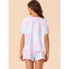 cheibear Women's Tie Dye Short Sleeves Sleepshirt with Shorts Lounge Sleepwear Pajama Set - 3 of 4