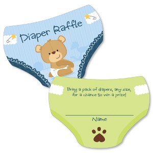 Big Dot of Happiness Baby Boy Teddy Bear - Diaper Shaped Raffle Ticket Inserts - Baby Shower Activities - Diaper Raffle Game - Set of 24 - 1 of 4