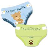 Big Dot of Happiness Baby Boy Teddy Bear - Diaper Shaped Raffle Ticket Inserts - Baby Shower Activities - Diaper Raffle Game - Set of 24