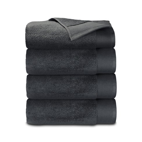 Super Soft Luxury Bath Towels - 4 Bath Towels Charcoal Gray - Solid 100% Cotton