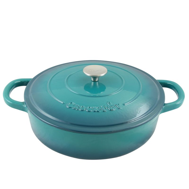 Artisan 5 Qt Braiser Pan with Lid in Teal Ombre, 1 of 10