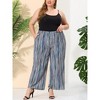 Agnes Orinda Women's Plus Size Boho Palazzo Elastic Waist Stripe Wide Leg Lounge Pants with Pocket - 2 of 4