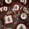 Spode Christmas Tree Tartan 10.5″ Dinner Plate, Set of 4, Fine Earthenware Holiday Tableware, Rustic Plaid Border & Iconic Christmas Tree Center - 4 of 4