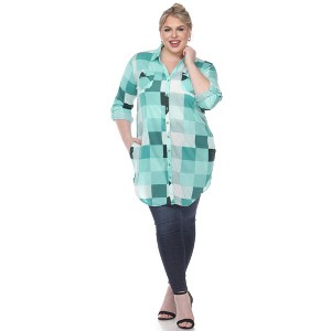 Plus Size Plaid Tunic Shirt - White Mark - 1 of 4