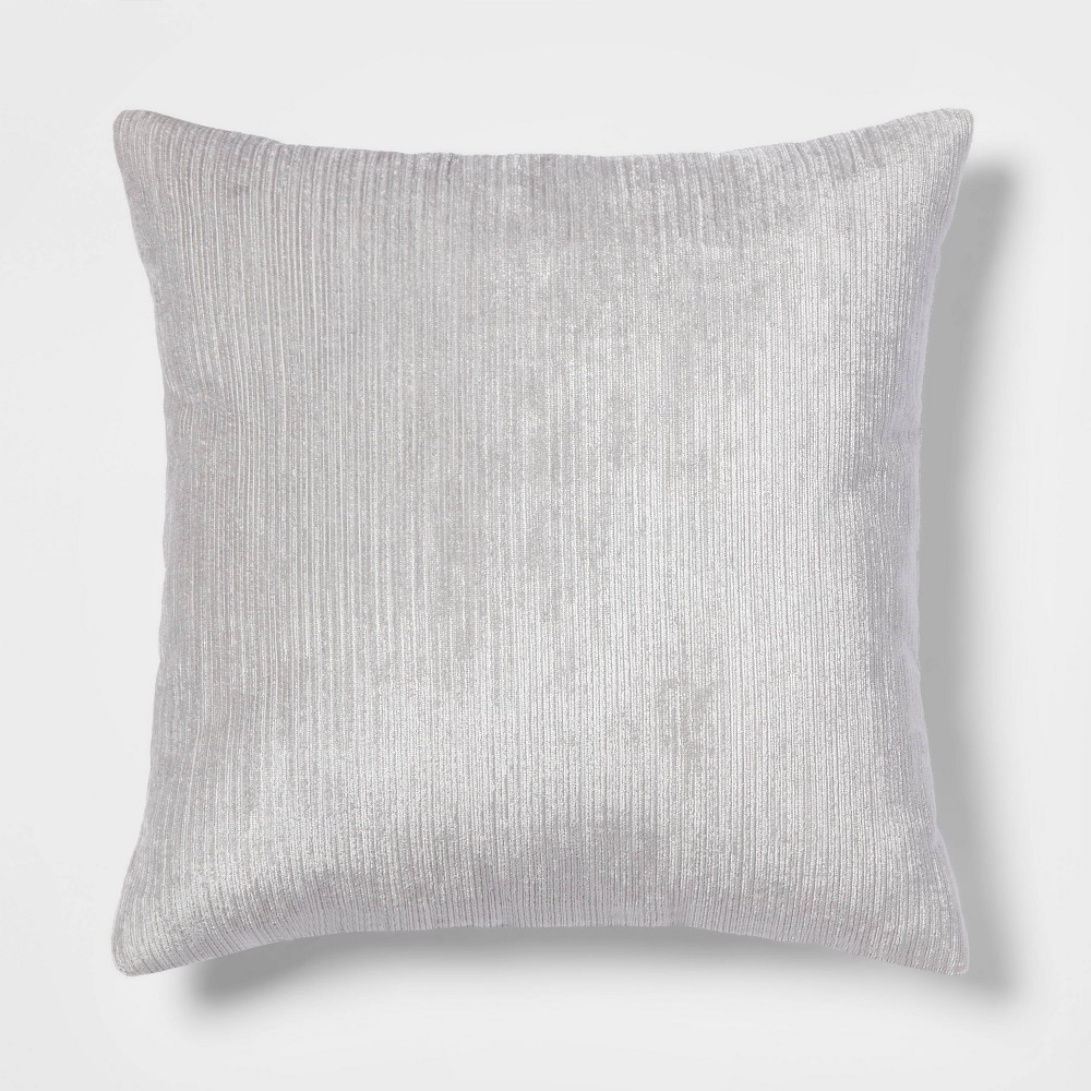 Photos - Pillow Velvet Rib Textured Square Throw  Gray - Threshold™